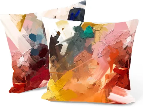 Berkin Arts Fundas de almohada cuadradas decorativas para casa de campo, diseñadas con diseño abstracto de mármol, mezcla de poliéster, paquete de