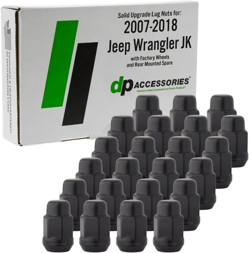 Miniatura 7 de DPAccessories Tuercas de llanta compatibles con Jeep Wrangler JK 2007-2018 Estilo estriado negro Solo ruedas de aluminio del mercado