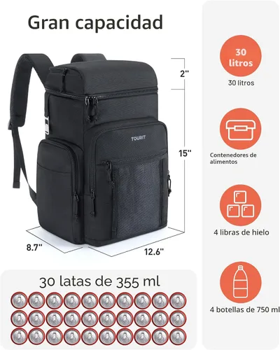 Miniatura 5 de TOURIT Enfriador de mochila aislante: 30 latas impermeable a prueba de fugas mochila más fresca suave bolsa de viaje playa picnic camping Rosa