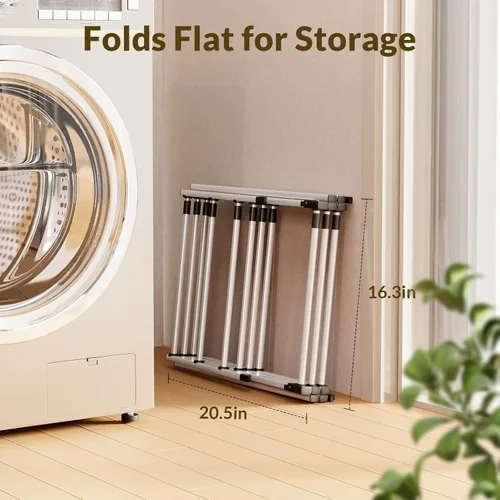 Miniatura 6 de Estante de secado de ropa, estante plegable expandible de metal resistente para secar al aire la ropa, estante portátil de 3 niveles para ropa