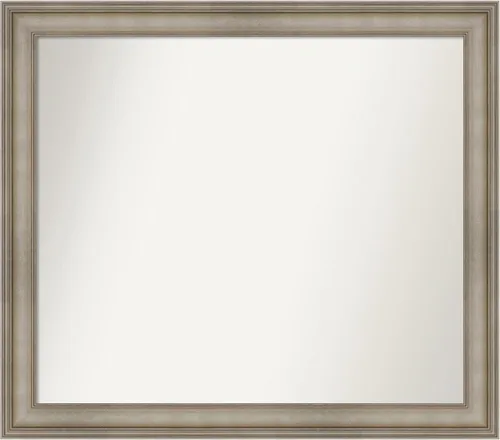 Miniatura 384 de Amanti Art Espejo de baño plateado para sobre el fregadero, 26 x 26 pulgadas, espejo cuadrado de plata antigua, marco de madera tradicional mediano