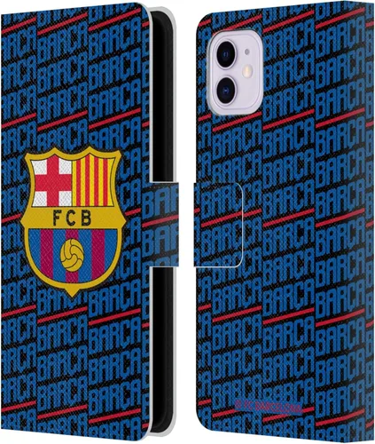 Head Case Designs Funda de piel con licencia oficial del FC Barcelona Barca Crest Patterns, tipo cartera, compatible con Apple iPhone 11