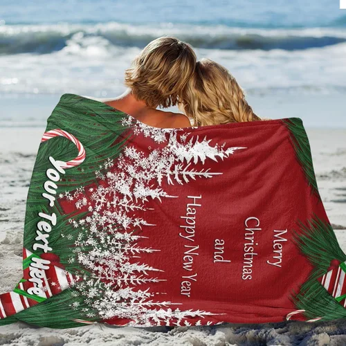 Miniatura 6 de Merry Christmas Blanket, Custom Throw Blanket with Name, Personalized Flannel Christmas Blanket for Couch Sofa, 30" x 40