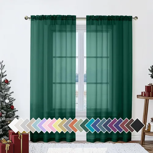 Miniatura 127 de Aiyufeng 2 paneles de cenefa transparente negra de 14 pulgadas de largo, cortinas cortas negras transparentes para dormitorio, cortinas de cocina