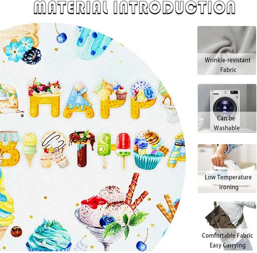 Miniatura 6 de AIBIIN Telón de fondo de cumpleaños de helado de 7 x 5 pies para niños y niños, helado de verano, decoraciones de fiesta de feliz cumpleaños, pastel