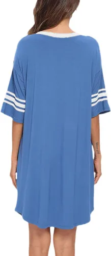 Miniatura 5 de Camisas de dormir para mujer, de manga corta, de algodón, con cuello en V, camisones de gran tamaño, lindo camisón estampado