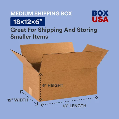 Miniatura 3 de BOX USA Cajas de cartón corrugado de 18 x 12 x 8, medianas de 18 pulgadas de largo x 12 pulgadas de ancho x 8 pulgadas de alto, paquete de 25