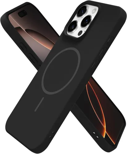 Miniatura 224 de oakxco Funda de silicona Mag Safe para iPhone 17 Pro Max, funda magnética delgada y fina compatible con carga inalámbrica MagSafe, bonita funda Negro