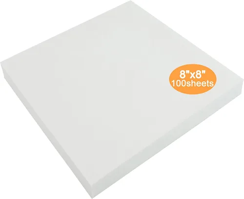 New Brothread - Estabilizador de bordado desprendible para máquina de coser, 8"x8", 100 hojas precortadas, peso mediano, 1.8 onzas, compatible con