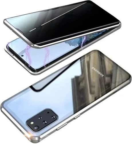 Funda antiespía para Samsung Galaxy S22/S22 Plus/S22 Ultra con protector de lente de cámara de privacidad con hebilla de doble cara, cierre de Plata
