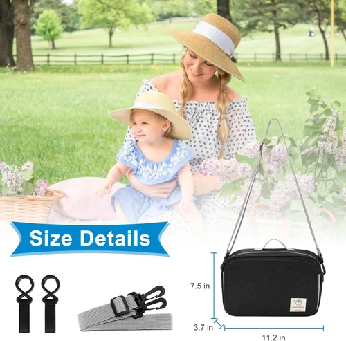 Miniatura 9 de Accmor Organizador de cochecito, organizador universal para cochecito con bolsillo aislado para portavasos y bolsa de cochecito de gran capacidad