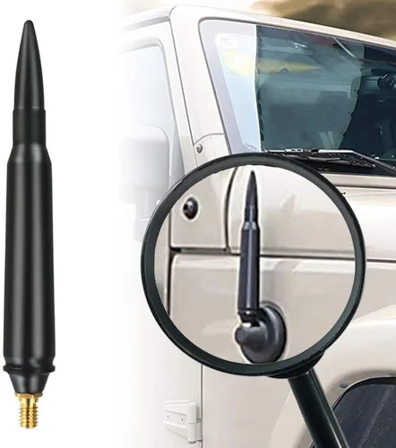 Antena tipo bala negra para automóvil, repuesto de antena corta rechoncha compatible con JK y JL Sahara Rubicon Sport 2007-2020 | KURAMI Black Car