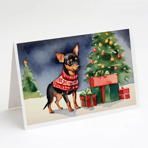 Miniatura 90 de Caroline's Treasures DAC2753GCA7P Paquete de 8 tarjetas de felicitación navideña acogedora de Husky siberiano Tarjetas en blanco con sobres
