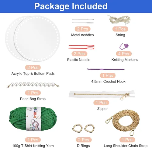 Miniatura 3 de uxcell Kit de fabricación de bolsos de acrílico, 15 piezas, juego de cestas de algodón acrílico, moldeador de paneles, hilo de tejer, correas
