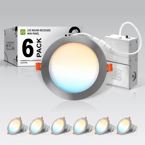 Miniatura 23 de ASD Paquete de 6 luces LED empotrables de 4 pulgadas, 12 W, 5 CCT 2700K-5000K CRI90+, luces de techo regulables ultrafinas con clasificación IC