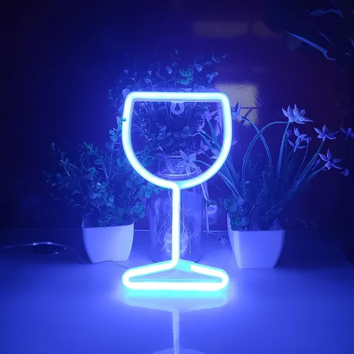 Miniatura 2 de JYWJ Letrero de neón de copa de vino, USB o 3 pilas AA, decoración de mesa LED, decoración de pared de dormitorio, regalo de cumpleaños, suministros