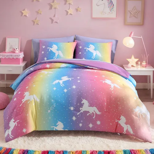 Miniatura 14 de Kaleido Space - Juego de edredón para niños tamaño individual de 5 piezas, con temática de deportes que brilla en la oscuridad, incluye sábanas