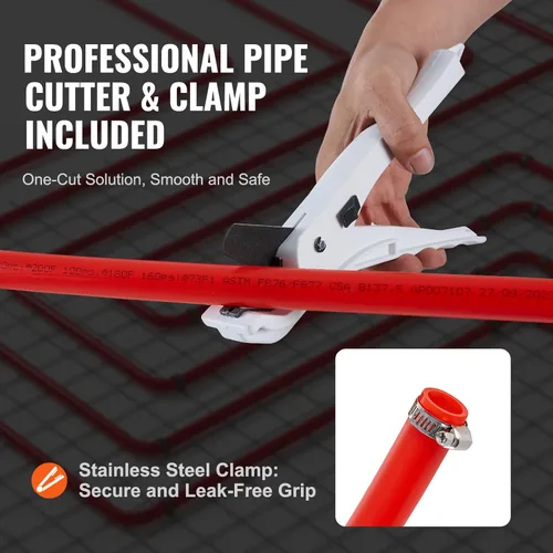 Miniatura 5 de VEVOR - Tubo PEX-B de 3/4 pulgadas x 100 pies, tubo de tubería flexible sin barrera de oxígeno, rojo para calefacción por suelo radiante hidronico