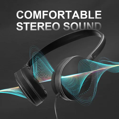 Miniatura 2 de Flutesan Paquete de 30 auriculares con cable, auriculares ajustables en la oreja con estéreo, auriculares para escuelas, laptop, viajes, avión, Negro