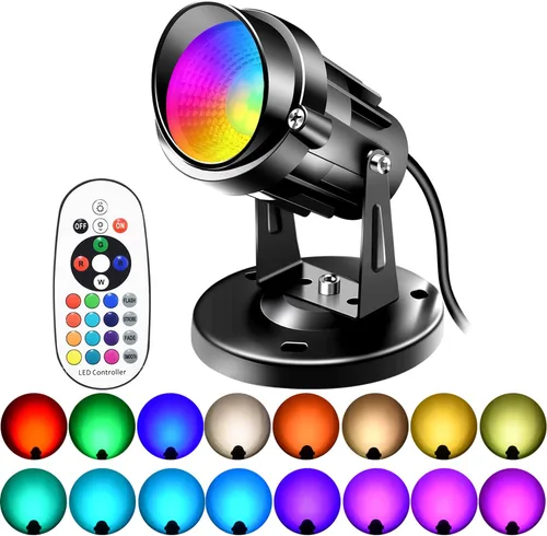 FZWLE LED Spot Lights Indoor,6W RGBW LED Spotlight with Remote Control, Color Changing Uplighting, 120V Plug-in 6 FT Cord with Floor Foot Switch and