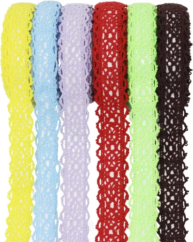 Miniatura 10 de Honbay 6 rollos de cintas de encaje, cintas decorativas con patrón de encaje, cintas adhesivas Washi, cinta adhesiva para cajones de álbumes