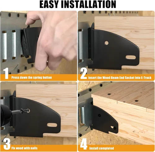 Miniatura 4 de Eapele 4 accesorios de enchufe de extremo de viga de madera E-Track, acero recubierto de zinc, compatible con 2x4 2x6, añade barras de bloqueo