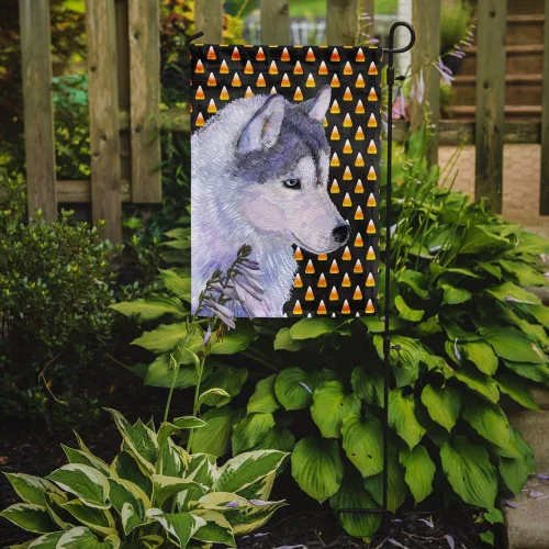 Miniatura 2 de Caroline's Treasures SS4257GF - Bandera decorativa para patio exterior, diseño de maíz y caramelo de Husky siberiano, diseño de maíz, jardín