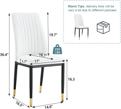Miniatura 2 de Silla de Cuero Blanco, Juego de Sillas de Comedor Modernas de 4 con Cuero Sintético y Patas Cromadas, Sillas para Comedor con Respaldo Alto