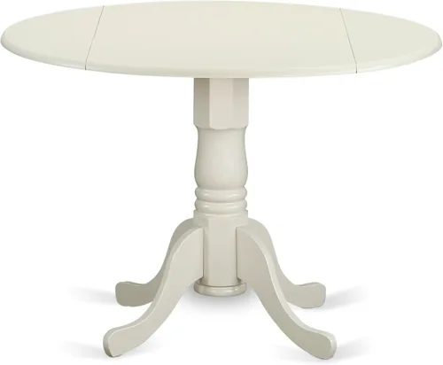 Miniatura 11 de East West Furniture DLT-BLK-T mesa de comedor redonda - con tapa redonda y 2 hojas desplegables y pata de pedestal, 42x29.5 pulgadas, acabado negro