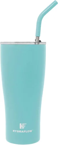 Miniatura 6 de HYDRAFLOW Capri - Vaso de 20 onzas con popote – Vaso aislado al vacío de triple pared – Vaso aislado al vacío – Vaso de acero inoxidable – Vaso