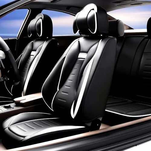 ASLONG 5 fundas de asiento delantero y trasero de automóvil con alas de ángel, accesorios interiores de automóvil con piel de napa a prueba de agua