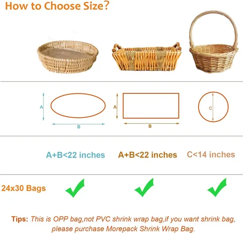 Miniatura 5 de Morepack Bolsas de celofán grandes para cestas de regalo 24x30 pulgadas Bolsas de cesta transparentes 20 piezas