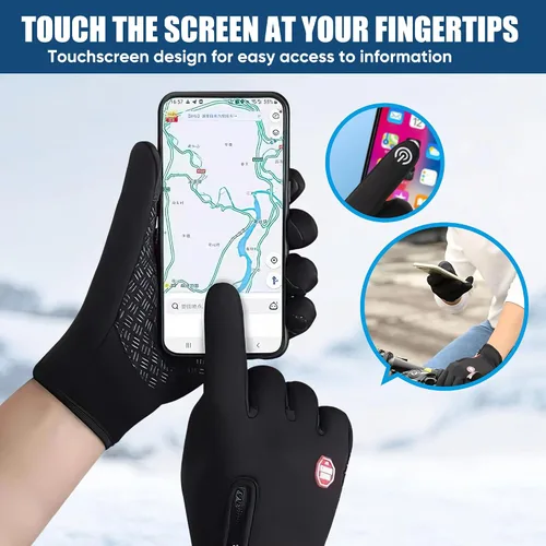 Miniatura 6 de Guantes térmicos antideslizantes e impermeables de invierno para hombres y mujeres, resistentes al viento, para clima frío, motociclismo, ciclismo