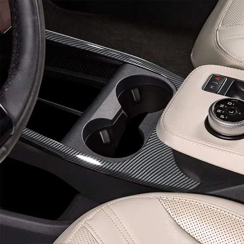 Miniatura 2 de BestEvMod para la cubierta de pegatinas de la consola central del Mach E, accesorios compatibles con Mustang Mach-E 2021-2025 (fibra de carbono)