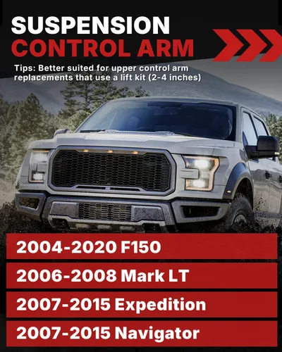 Miniatura 2 de Richeer Brazos de control superiores delanteros de 2-4 pulgadas para F150 2004-2020 con rótula, 2 piezas Adaptación kit de suspensión de elevación