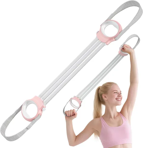 Figura 8 bandas de resistencia de fitness con asas, banda elástica ajustable de 20 a 60 libras, bandas de silicona de tela antideslizante para