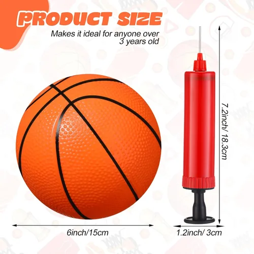 Miniatura 3 de Leitee Juego de 30 mini pelotas de baloncesto de 6 pulgadas con bomba de inflador, juego de baloncesto al aire libre para niños pequeños, repuesto