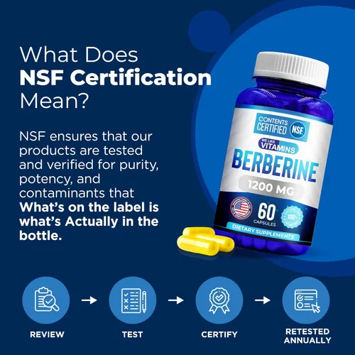Miniatura 2 de WeLikeVitamins Suplemento de berberina certificado NSF, 1200 mg, berberina HCL de máxima fuerza pura – 60 cápsulas vegetarianas