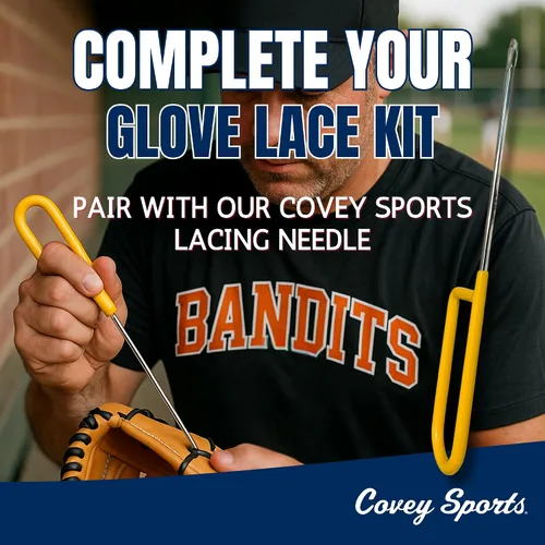 Miniatura 8 de Covey Sports Kit de encaje de guante de béisbol de alta calidad, cuero crudo americano auténtico, cordones de 72 pulgadas para reparación y relación