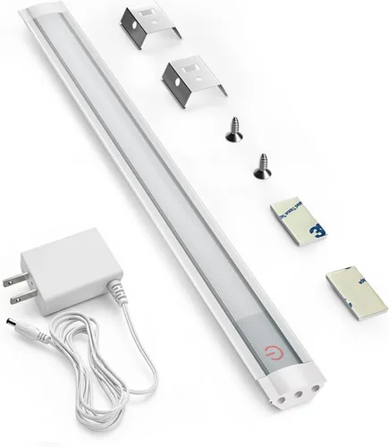 MYPLUS Luces para debajo del gabinete, barra LED de aluminio de 12 pulgadas con activación táctil y regulable para cocina, mesa de trabajo y