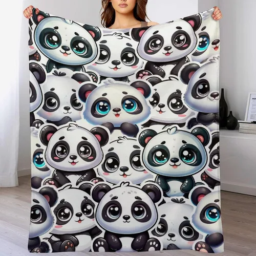 Miniatura 5 de Manta de panda – Mantas de franela suave para niñas, niños y mascotas, mantas cálidas de panda para todas las estaciones, sofá, regazo y silla, 40 x