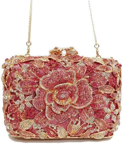 Miniatura 2 de DEBIMY Elegante bolsa de mano de noche con flores para bodas, fiestas, bolsas de noche con diamantes de imitación para mujeres, cócteles, fiestas