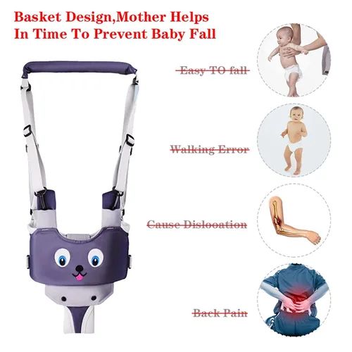Miniatura 6 de IULONEE Andador de bebé, arnés de mano para niños pequeños, cinturón protector, para actividades infantiles, ajustable, de pie, ayudante de Gris