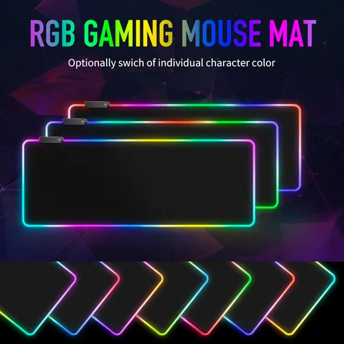 Miniatura 3 de Alfombrilla de mouse grande RGB para juegos, 15 modos de luz, control táctil, alfombrilla de teclado de computadora suave extendida, base de goma