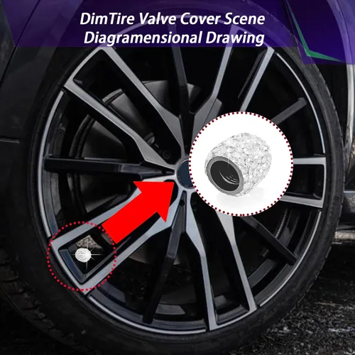 Miniatura 6 de Juego de 3 accesorios de coche con diamantes de imitación de cristal, tapas de válvula de neumático de automóvil, accesorios de decoración de 3