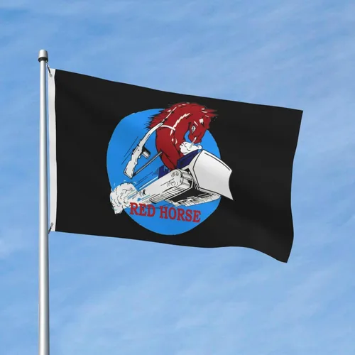 Miniatura 2 de Bandera de la Fuerza Aérea Usaf Red Horse de 3 x 5 pies de doble cara para decoración de interiores con 2 ojales