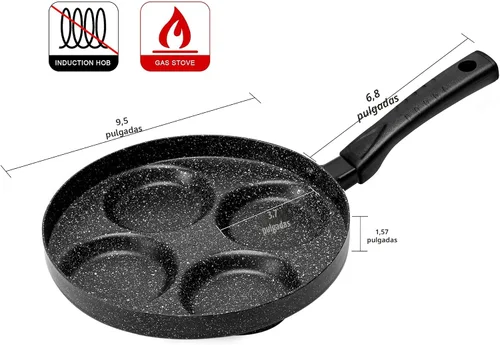 Miniatura 4 de MyLifeUNIT Sartén de aluminio para huevos de 4 tazas, sartén antiadherente para huevos