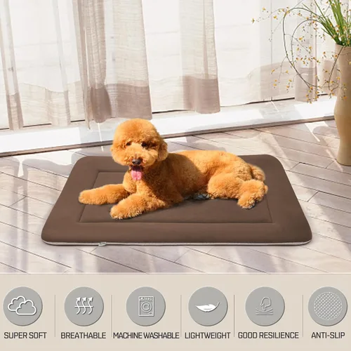 Miniatura 3 de Magic Dog Cama grande para perros – Almohadilla suave para jaula de 42 pulgadas, lavable a máquina, con parte inferior antideslizante, color café