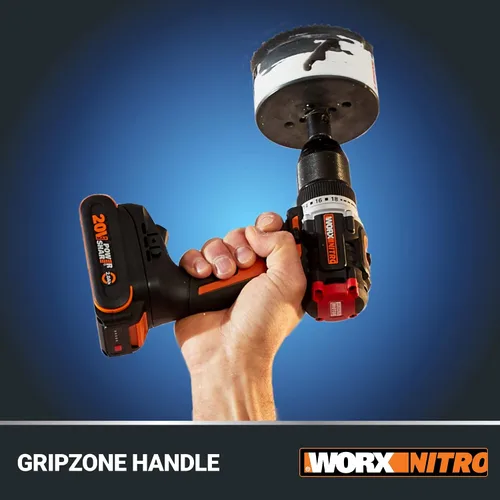 Miniatura 9 de Worx Nitro - Taladro percutor inalámbrico de 20V de 1/2" con motor sin escobillas, compacto y ligero de solo 6" y 3 libras, compatible con Power