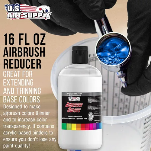 Miniatura 2 de U.S. Art Supply Diluyente, Reductor y Extensor Base para Aerógrafo de 16 Onzas para Pinturas Acrílicas - Diluyente de Pintura para Aerógrafo, Reduce